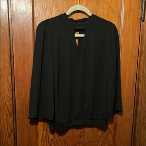 NWT New York & Company Black Cut-Out Mandarin Collar Womens Small Blouse